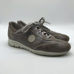 Mephisto Runoff Air Jet Silver Metallic Lace Up Leather Sneaker Women's Sz 8.5